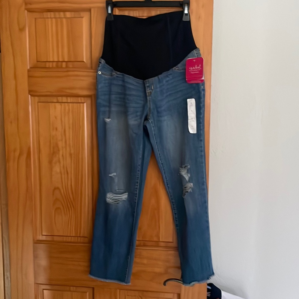 Isabel Maternity size 6 Over Belly Cropped Maternity Jeans